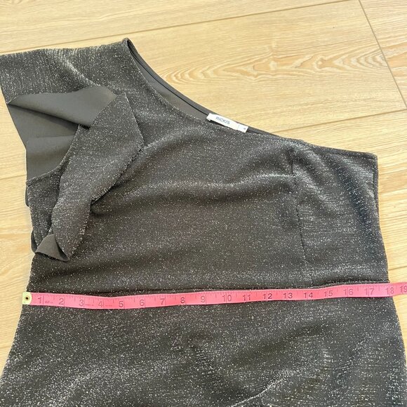 ✨🖤Riki's Black Sparkly One-Shoulder Cocktail Dress - Ruffle Detail size 14 🖤✨ - Picture 11 of 11